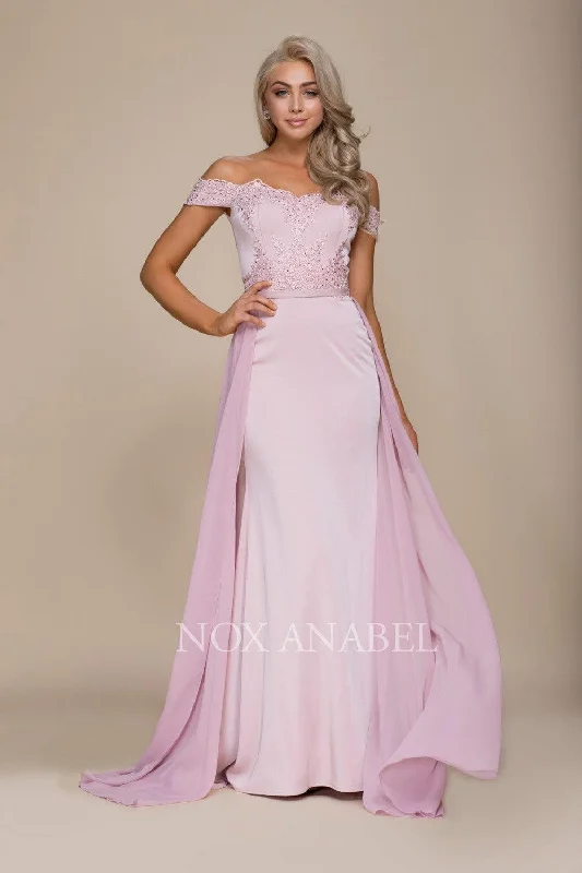 Long Off The Shoulder Embroidered Prom Dress