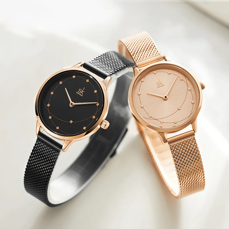 SHENGKE SK K0142 Women Metal Strap Luxury Style Waterproof Ladies Dress Women Quartz Watch