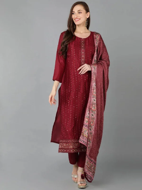 Ahika Women Silk Blend Embroidered Ethnic Motifs-PKSKD1847_XS