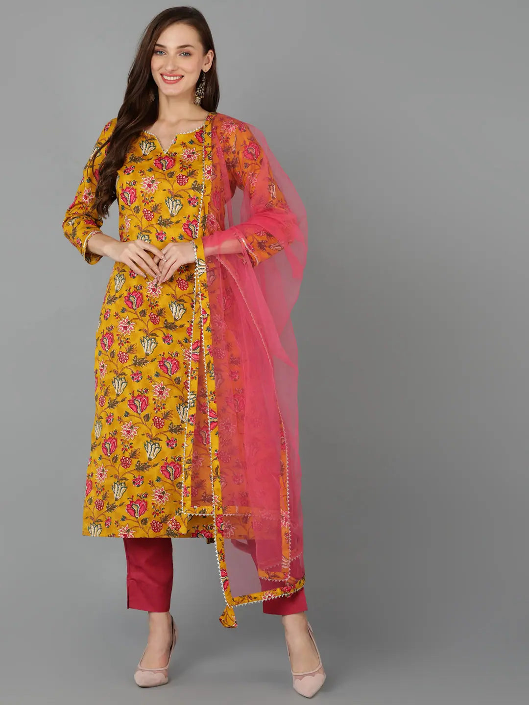 Ahika Women Cotton Blend Printed Floral Kurta-VKSKD1718_XS