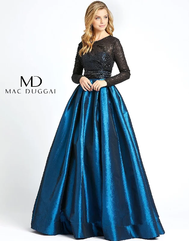 Mac Duggal 62883 Long Sleeve Beaded Lace Ball Gown Sale