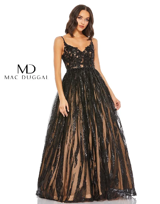 Mac Duggal 67563 Prom Long Spaghetti Strap Ball Gown