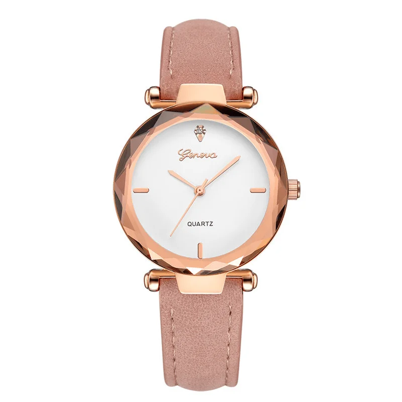 Fashion Leather Strap Simple Dial Design Metal Case Women Watch Ladies Dress Quarta Watch