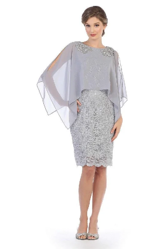 Short Mother of the Bride Cape Dress