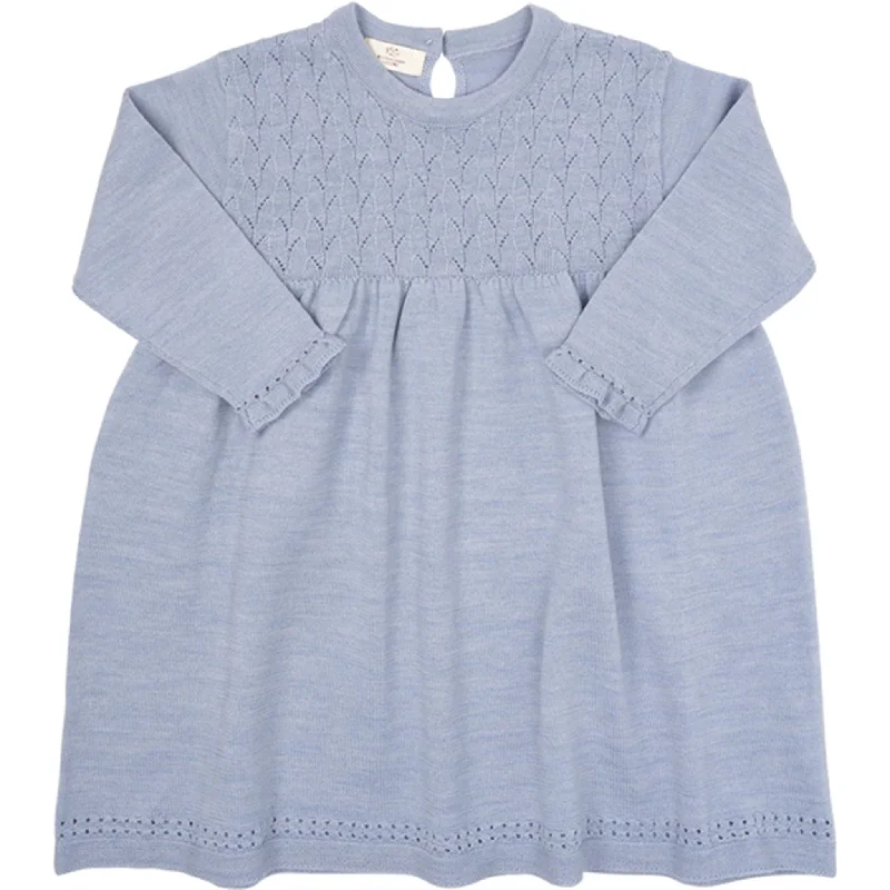 Copenhagen Colors Dusty Blue Merino Dress w. Pointelle