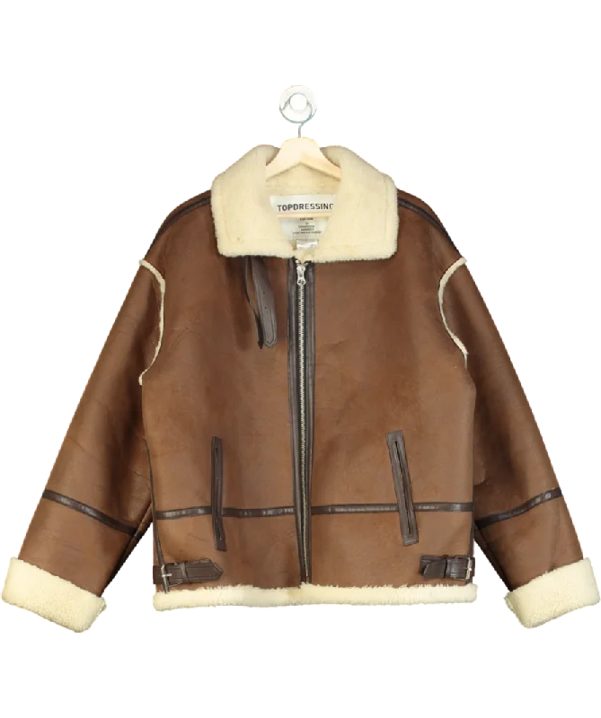 TopDressing Brown Faux Leather Mustang Jacket UK L