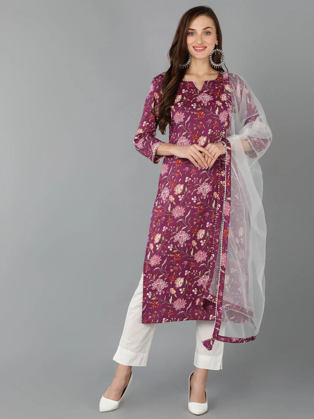 Ahika Women Cotton Blend Printed Floral Kurta-VKSKD1712_XS