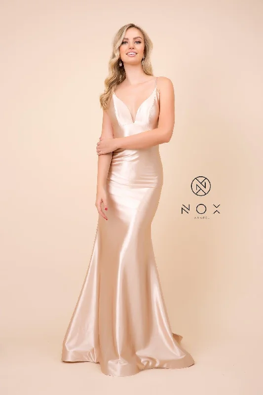 Long Satin Evening Gown Sexy Prom Dress