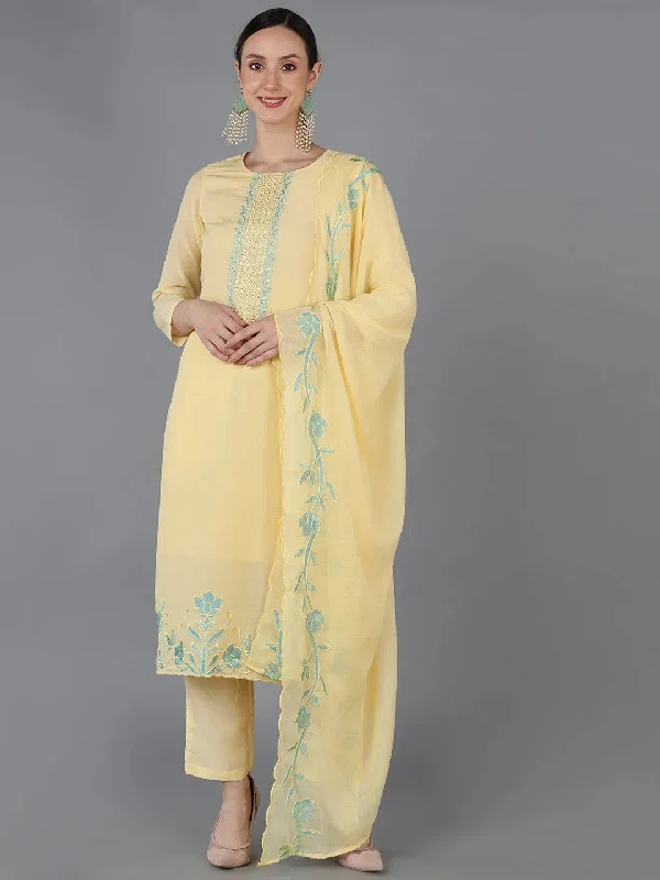 Ahika Women Silk Blend Embroidered Kurta Trousers-PKSKD1494A_XS