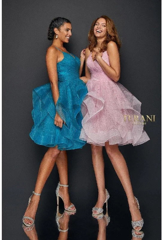 Terani Couture 1821H7770 Pleated Bodice Short Prom Dress