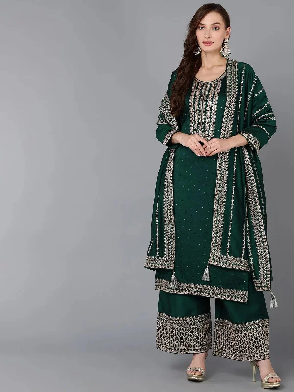 Ahika Women Silk Blend Embroidered Kurta Palazzos-PKSKD1862_XS