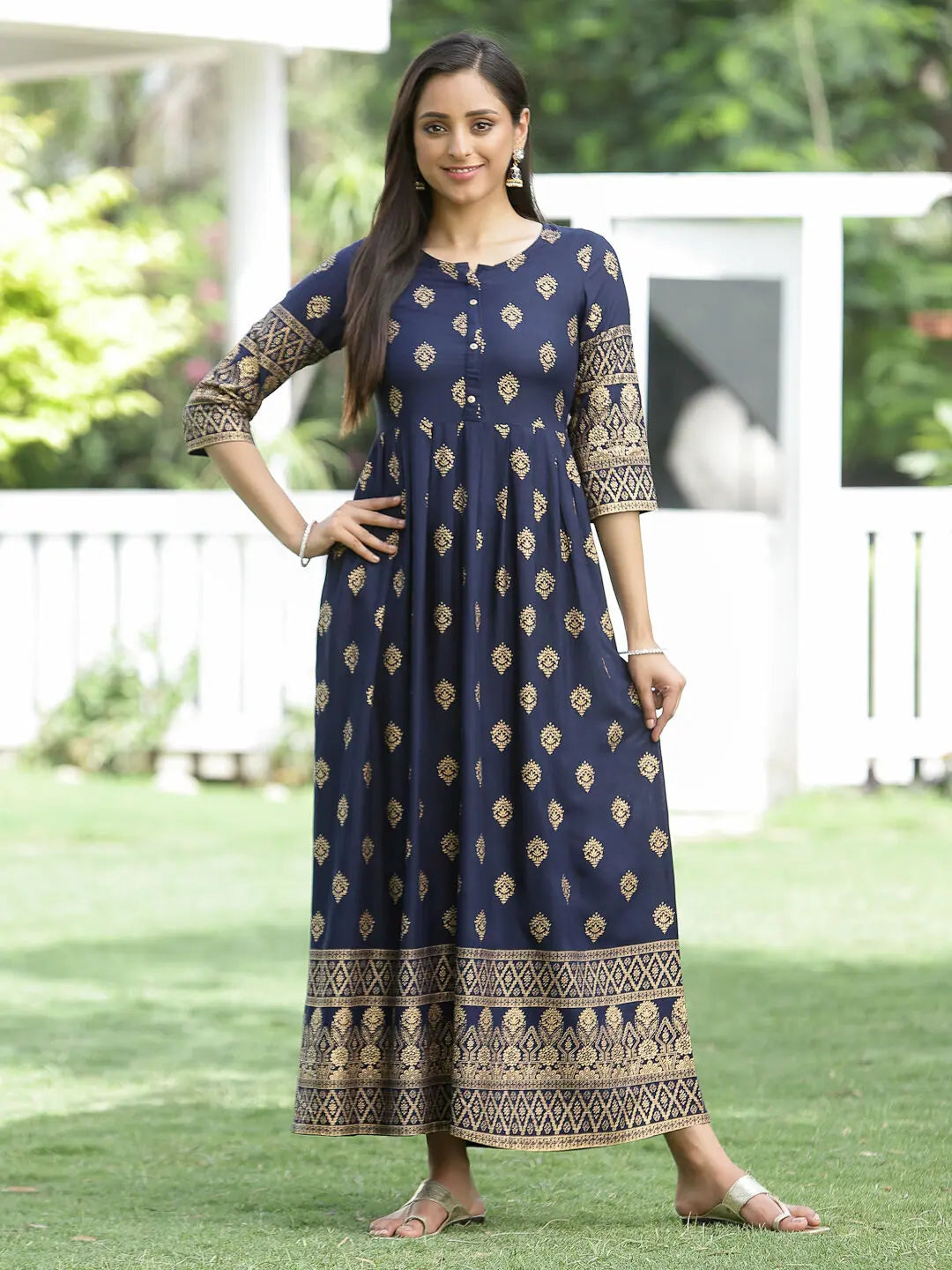 Juniper Indigo Rayon Festive Dress For Women