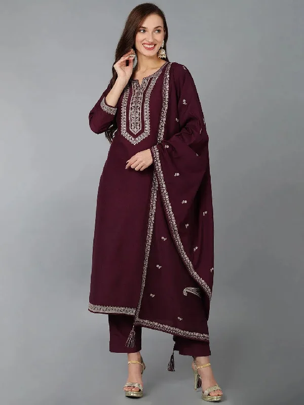 Ahika Women Silk Blend Embroidered Kurta Trouser-PKSKD1712_XS