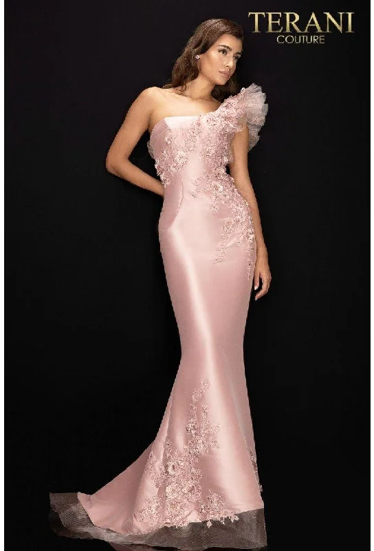 Terani Couture 2011E2094 Long One Shoulder Evening Gown