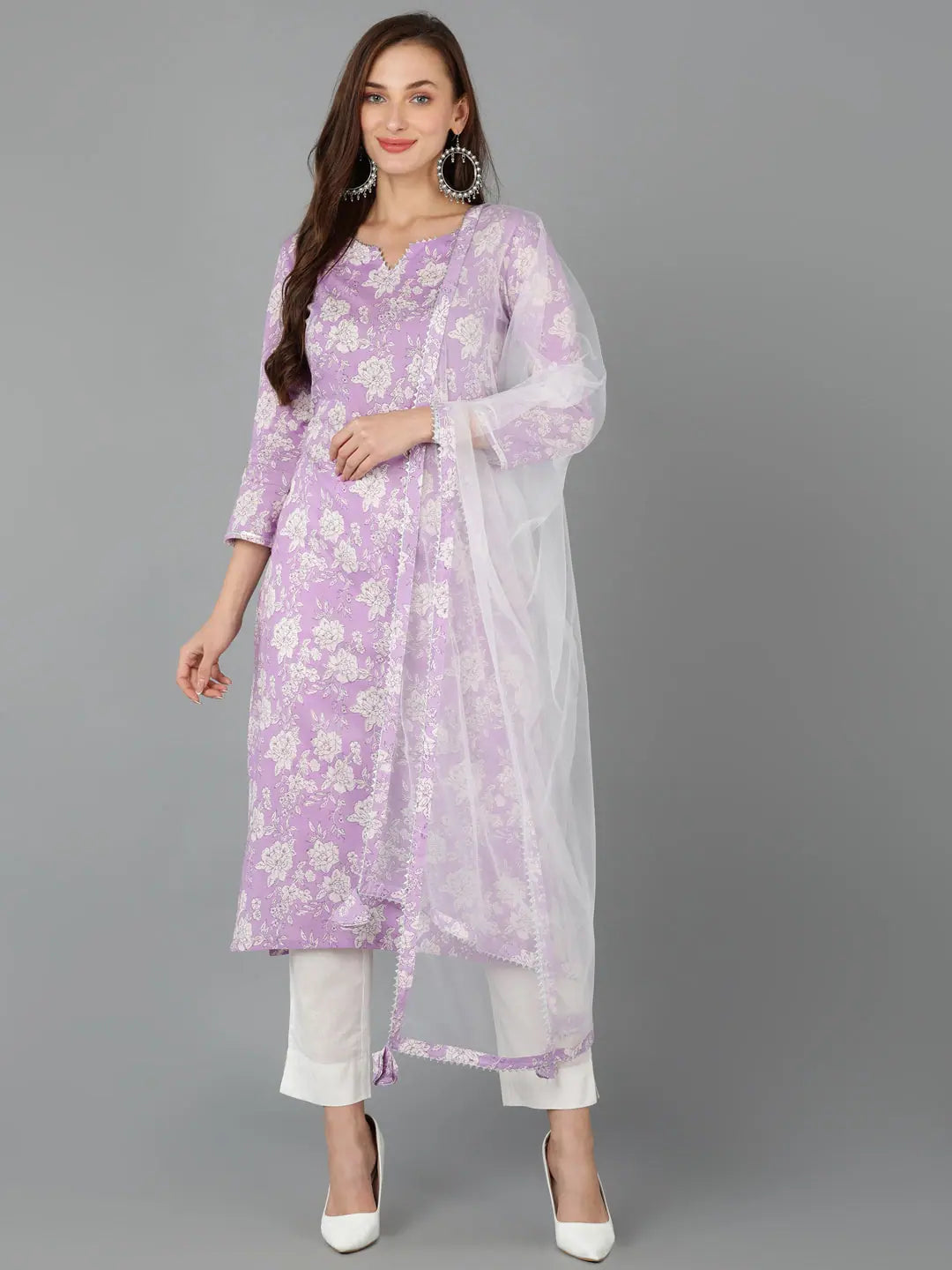 Ahika Women Cotton Blend Printed Floral Kurta-VKSKD1715_XS