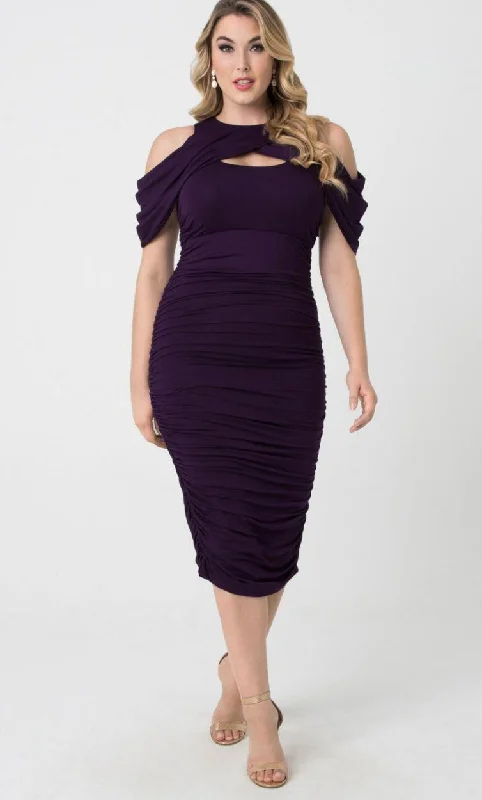 Kiyonna Short Ruched Dress Off Shoulder Formal Sale