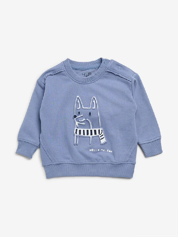 HOP Baby Blue Applique-Detailed Sweatshirt