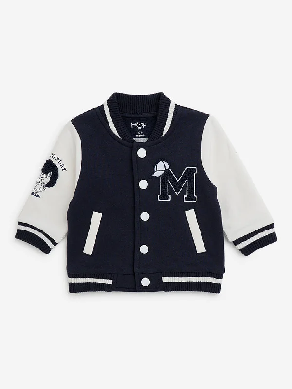 HOP Baby Navy Colour-Blocked Varsity Jacket