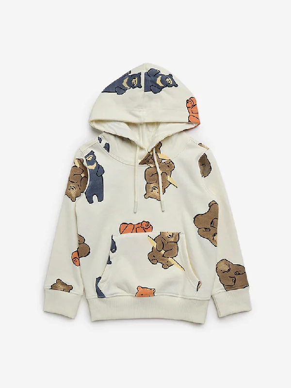 HOP Kids Off-White Animal Design Hoodie