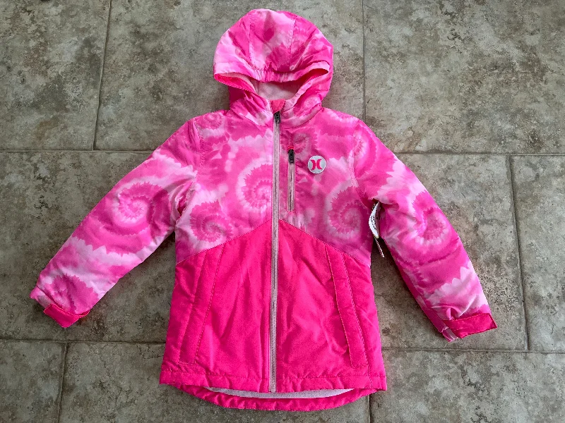 New Hurley New pink tie dye fleece lined hooded zipper up jacket 5T/5