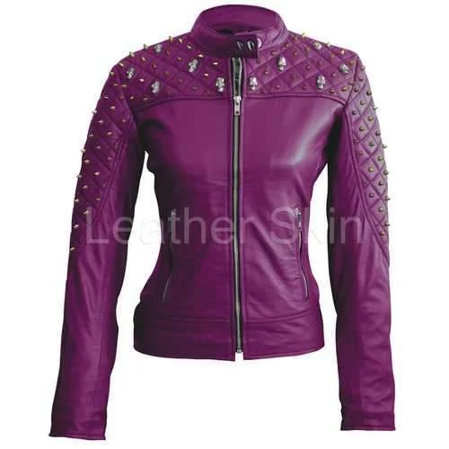 Women Purple Leather Jacket