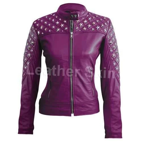 Women Purple Leather Jacket