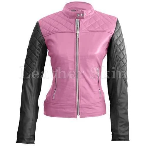 Women Pink Leather Jacket