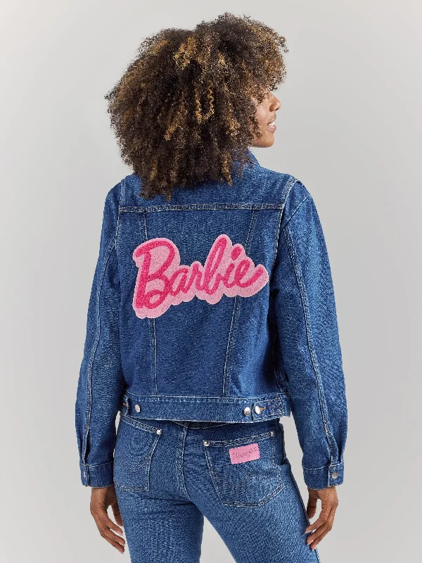 Wrangler X Barbie Women's Zip Front Denim Jacket In Wrangler Blue