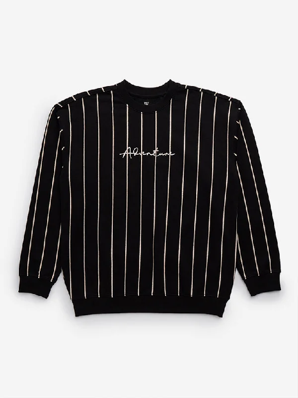 Y&F Kids Black Striped Sweatshirt