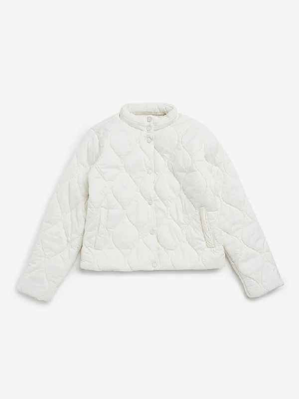 Y&F Kids Off-White Quilted Puffer Jacket