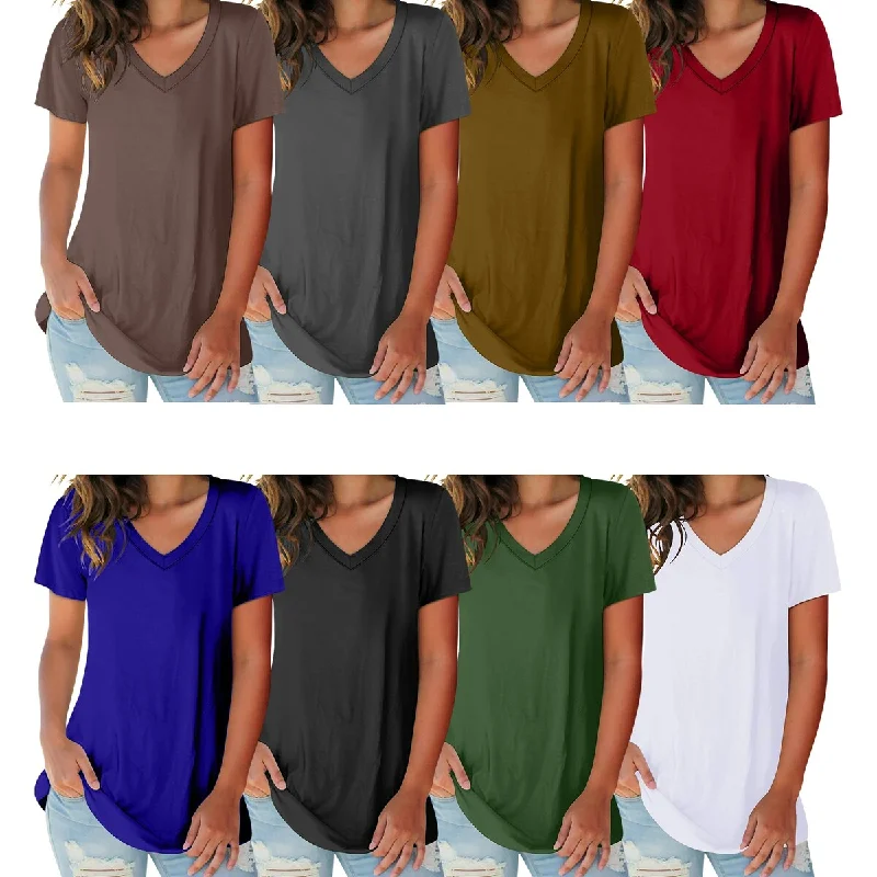 3Pack Womens VNeck TShirts Soft Stretchy Athletic Workout Yoga Tops