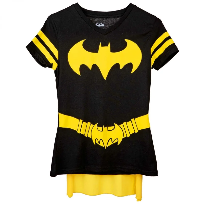 Batgirl Costume VNeck TShirt With Detachable Cape