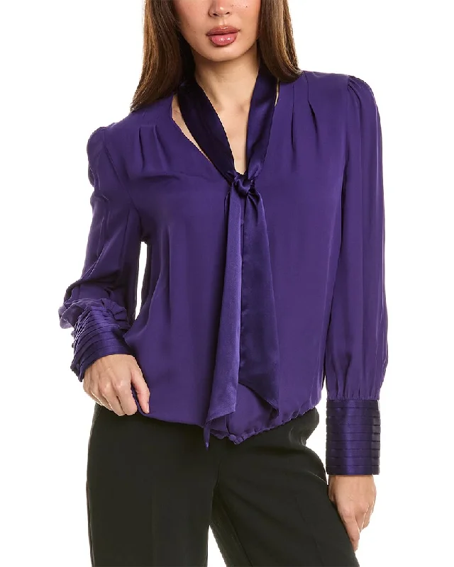 Elie Tahari Blouson Silk Tie Shirt