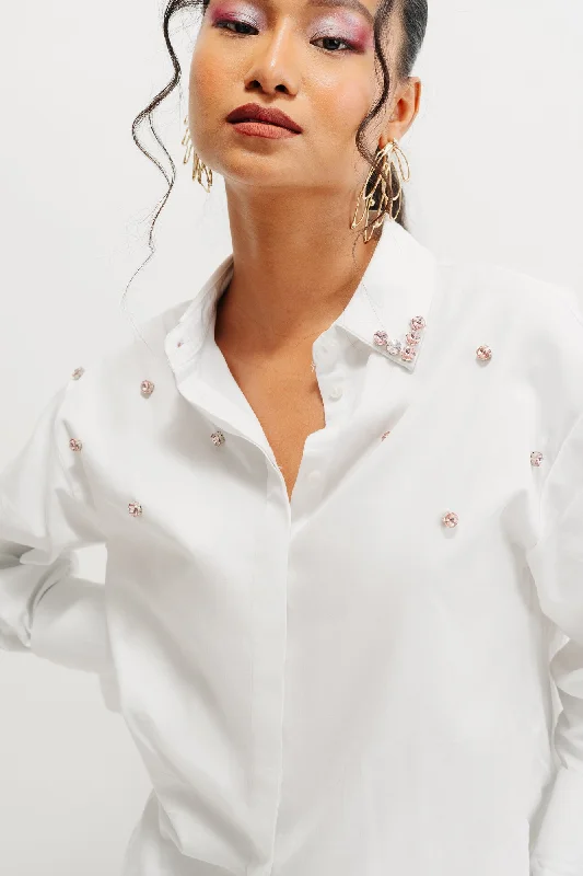 Festive Collar Rhinestone Shirt