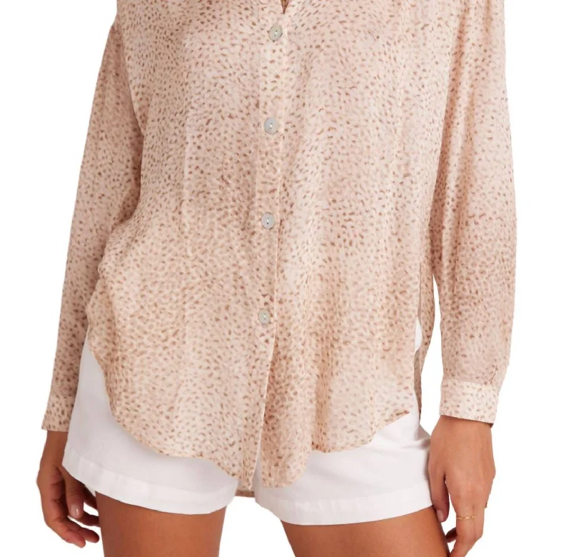 Flowy Button Down Shirt In Salvador Sand