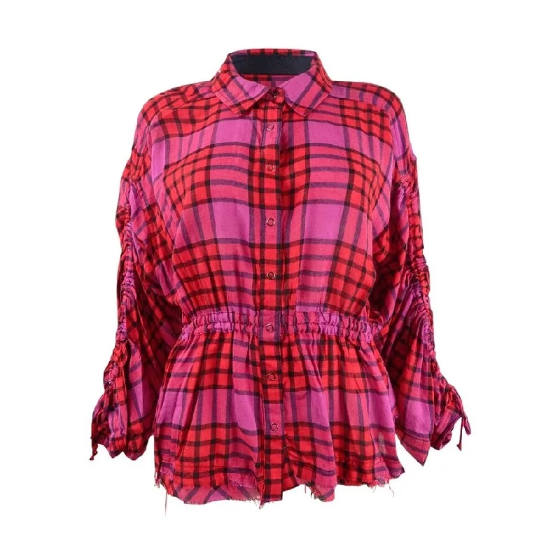 Free People Women's Pacific Dawn Drawstring Plaid Shirt