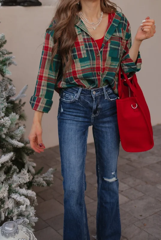 Mandy Plaid Button Up Long Sleeve Shirt