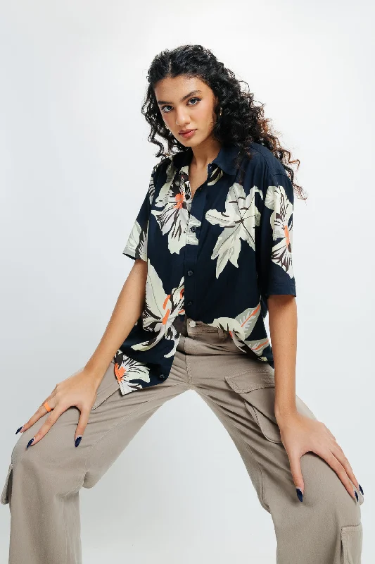 Navy Floral Print Shirt