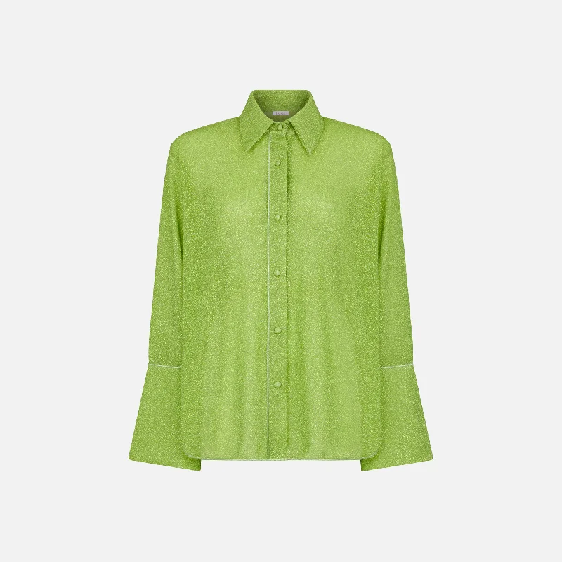 Oseree Lumiere Lurex Long Shirt - Lime