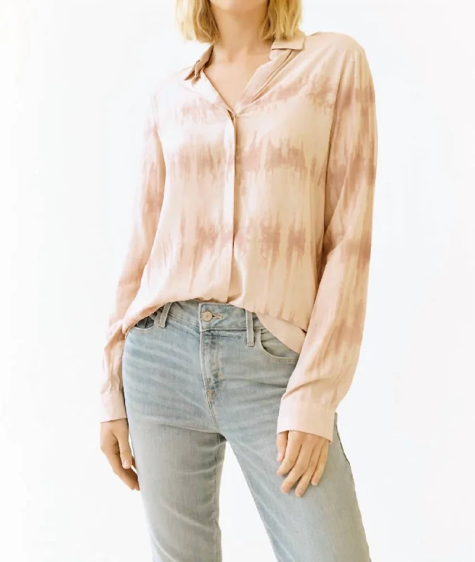 Tie Dye Button Down Shirt In Rose