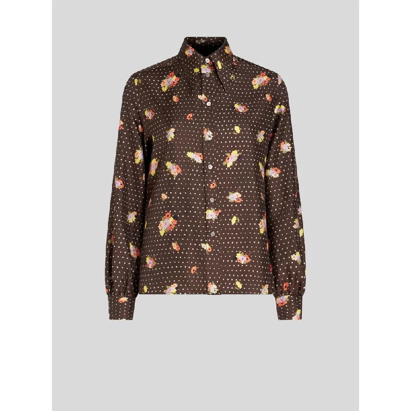 TWILL SHIRT WITH FLOWERS AND POLKA-DOTS