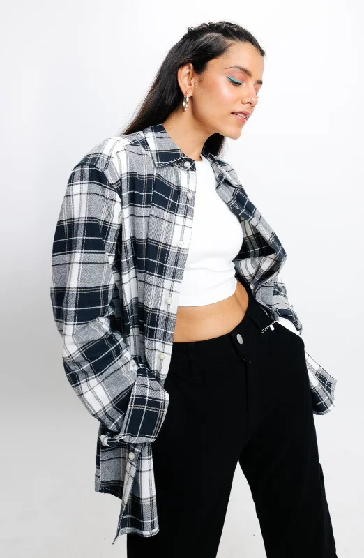 Navy White Checkered Shirt