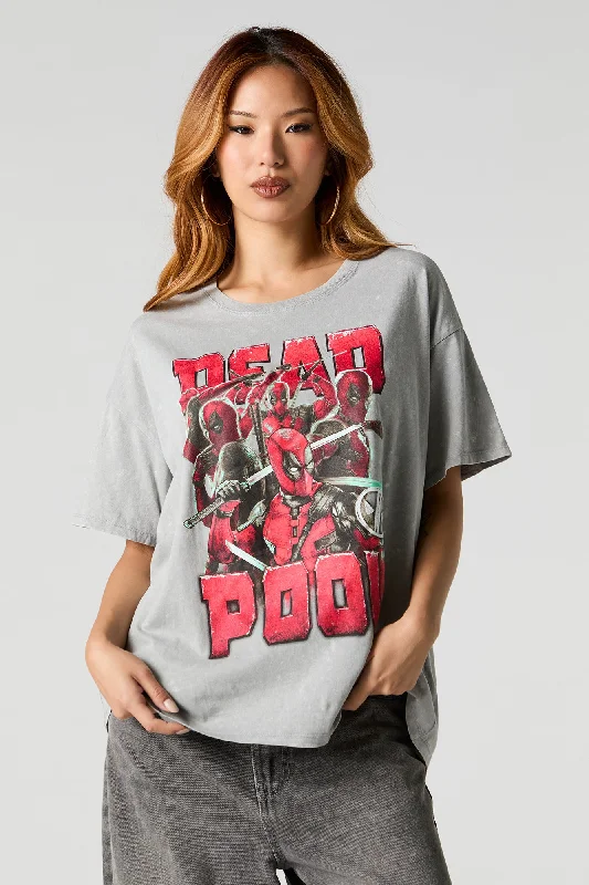 Deadpool Graphic Washed Boyfriend T-Shirt