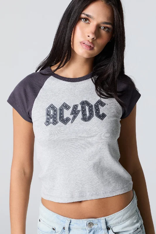 Rhinestone ACDC Graphic Raglan Baby T-Shirt