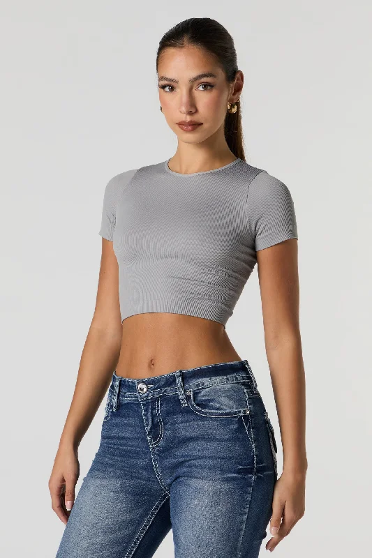 Seamless Ribbed Cropped T-Shirt