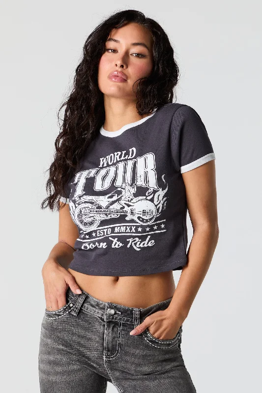 Born to Ride Graphic Ringer T-Shirt