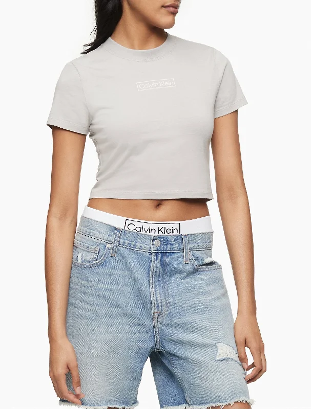 Calvin Klein Baby Box Logo Cropped T-Shirt - Women