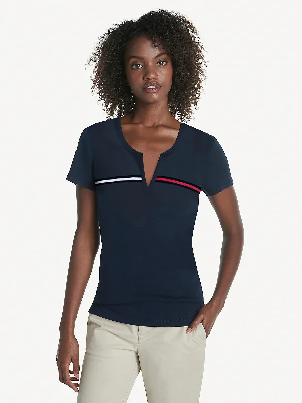 Tommy Hilfiger Essential Split-Neck T-Shirt - Women