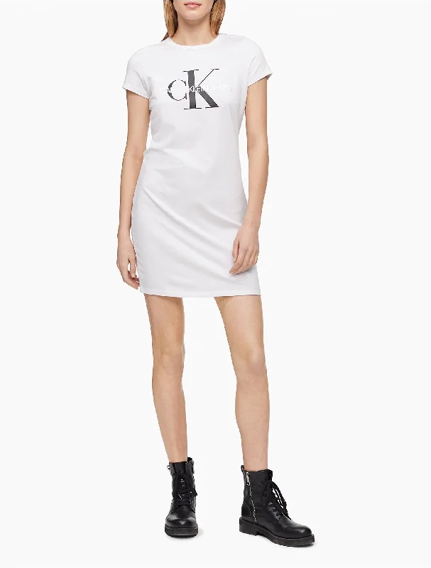 Calvin Klein Monogram Logo Crewneck T-Shirt Dress - Women