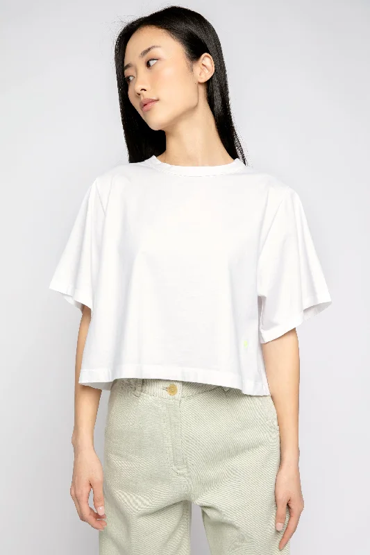 Oversized Cropped T-Shirt in Bianco